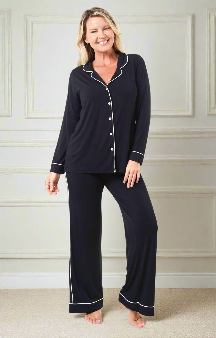 Women's Bamboo Pajamas Set - Long Sleeve Top and Pants - Shapeez