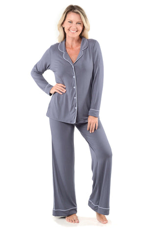 Women's Bamboo Pajamas Set - Long Sleeve Top and Pants - Shapeez