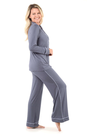 Women's Bamboo Pajamas Set - Long Sleeve Top and Pants - Shapeez