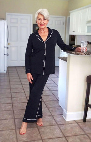 Women's Bamboo Pajamas Set - Long Sleeve Top and Pants - Shapeez